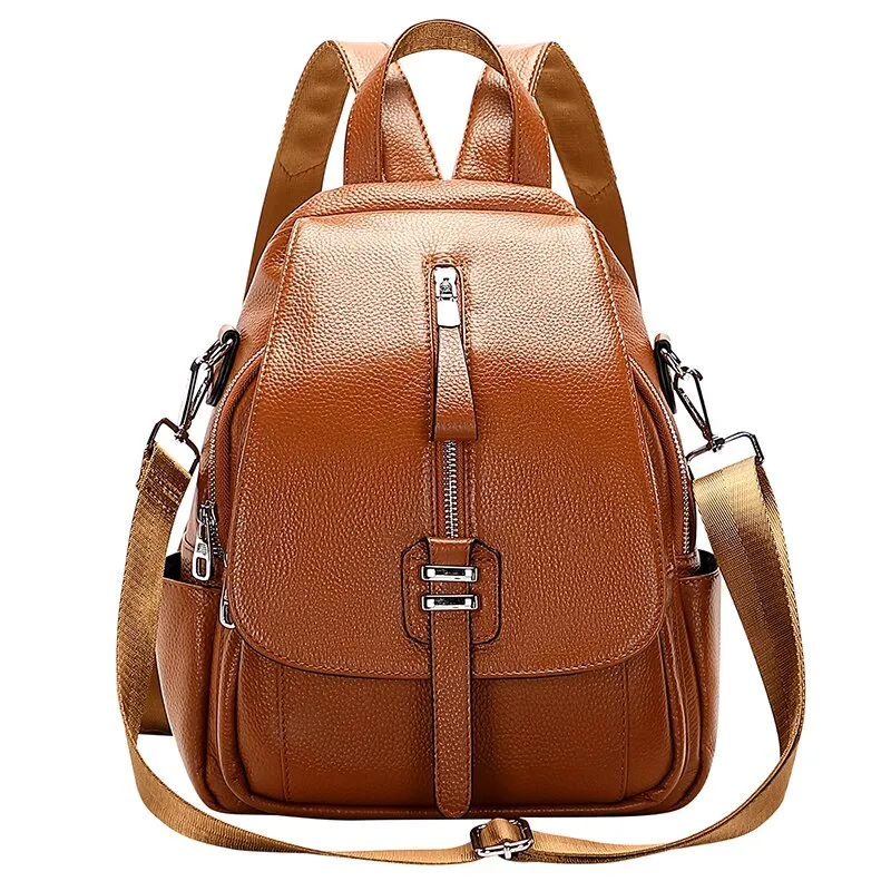 Genuine Leather Convertible Backpack Purse