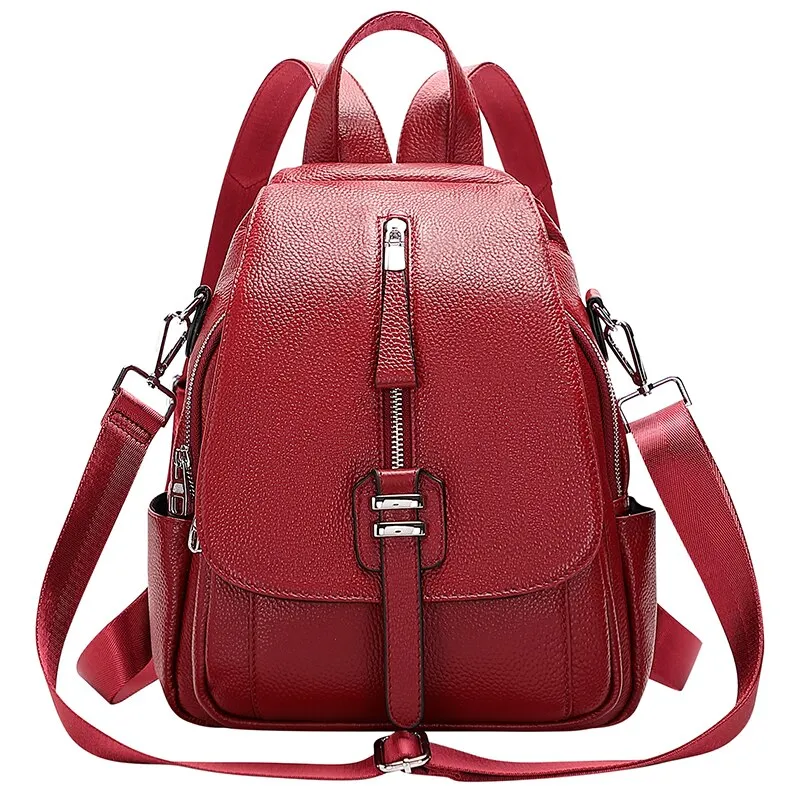 Genuine Leather Convertible Backpack Purse