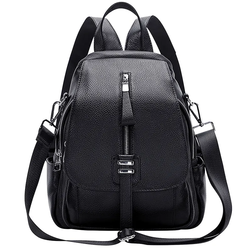 Genuine Leather Convertible Backpack Purse