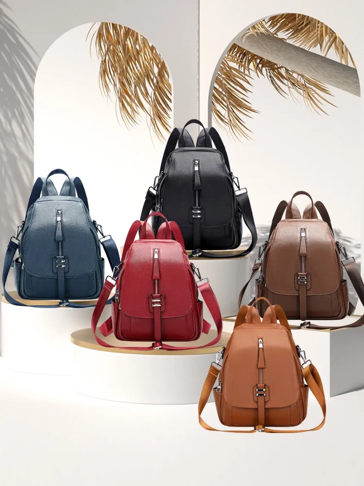 Genuine Leather Convertible Backpack Purse