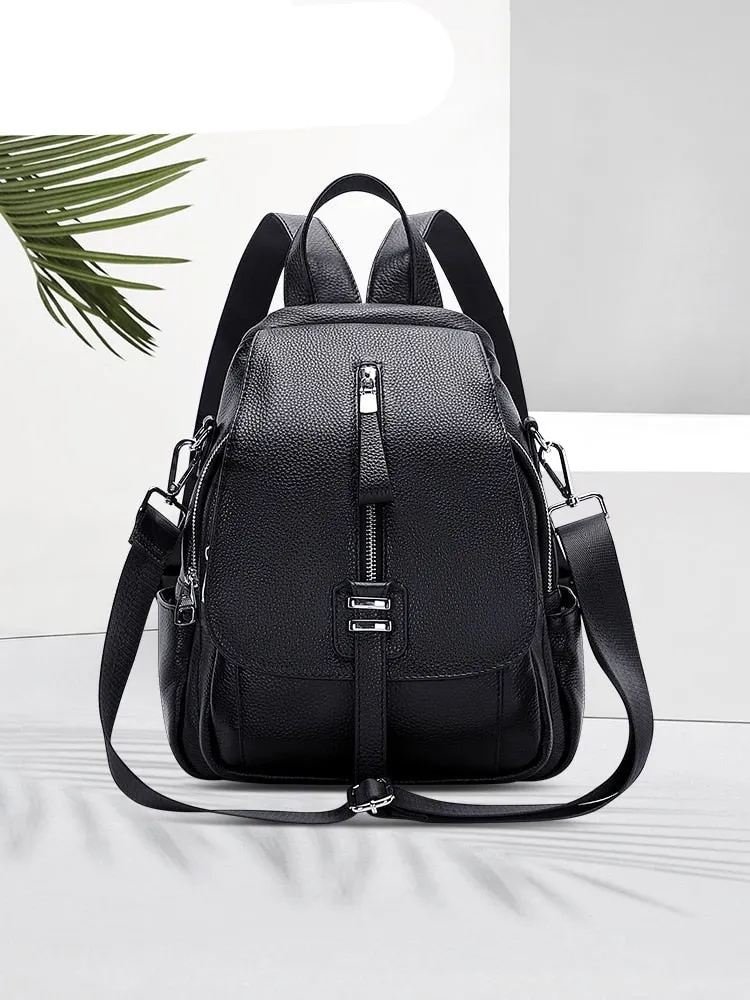 Genuine Leather Convertible Backpack Purse