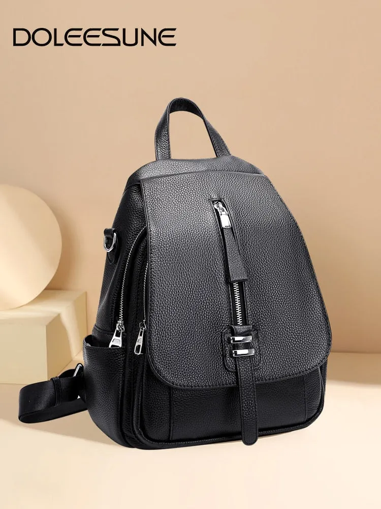 Genuine Leather Convertible Backpack Purse