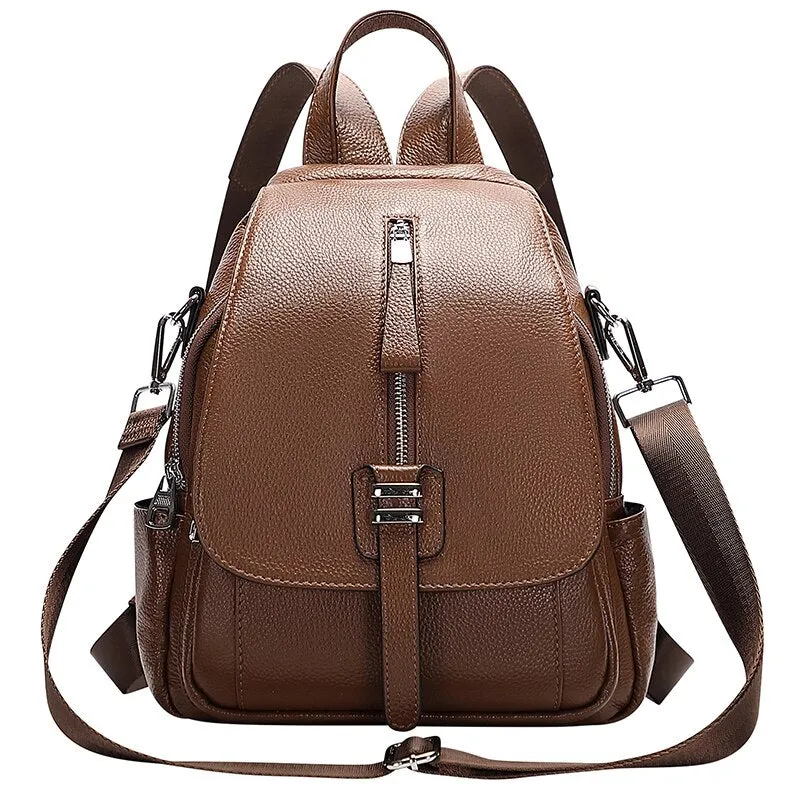 Genuine Leather Convertible Backpack Purse