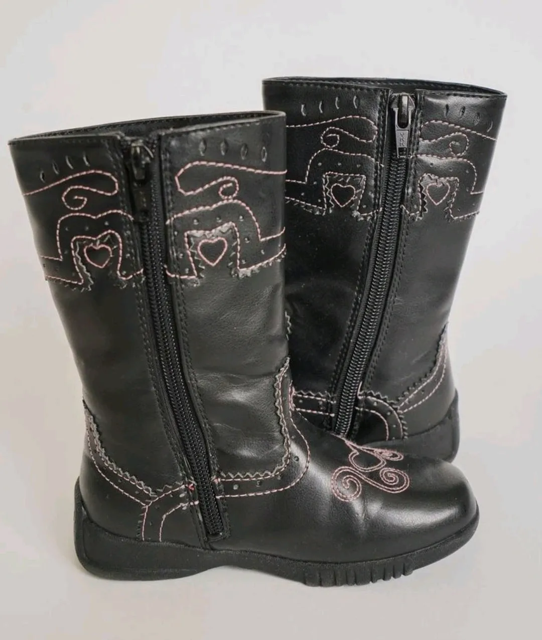 GIRL SIZE 8.5 TODDLER - SOMETHiN' Else By SKECHERS, Black Mid-Calf Boots VGUC B20