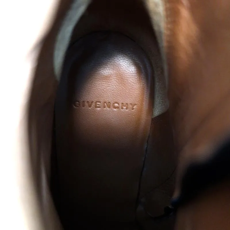 Givenchy Gold-Trim Ankle Boots Black Leather Size 38 High Heel Booties