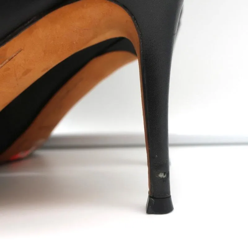 Givenchy Gold-Trim Ankle Boots Black Leather Size 38 High Heel Booties