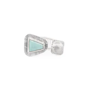 Gladys - Turquoise and Silver Open Woven Band Ring