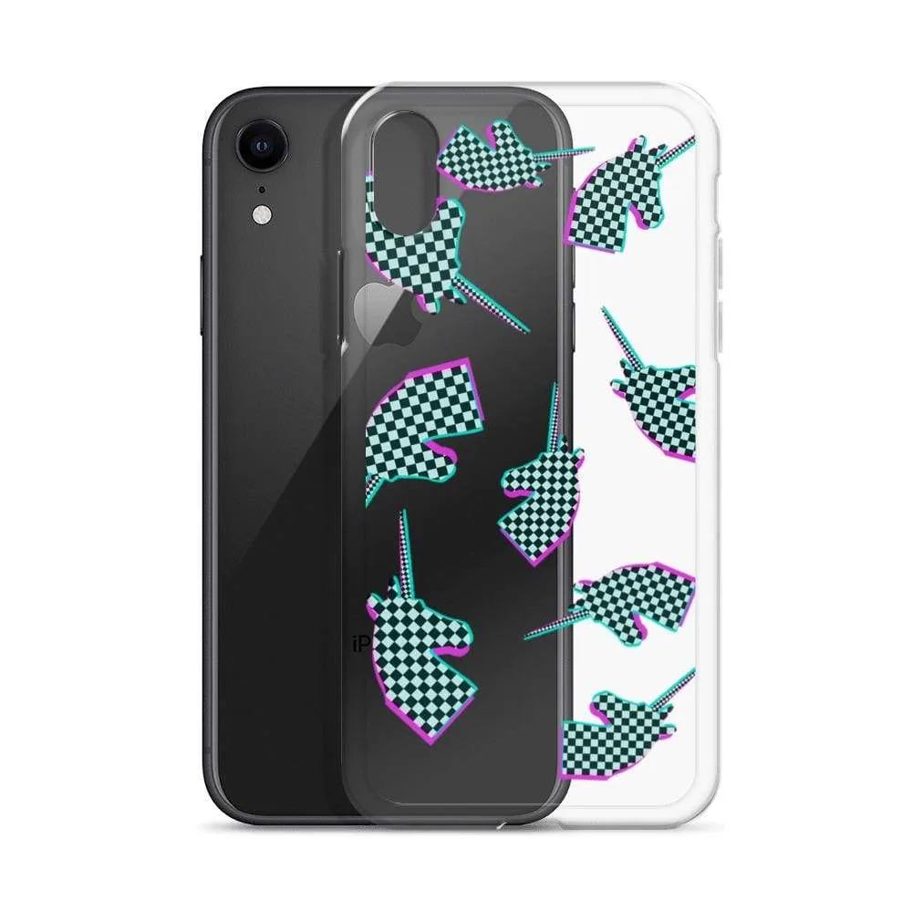 Glitchy Checker Unicorn iPhone Case