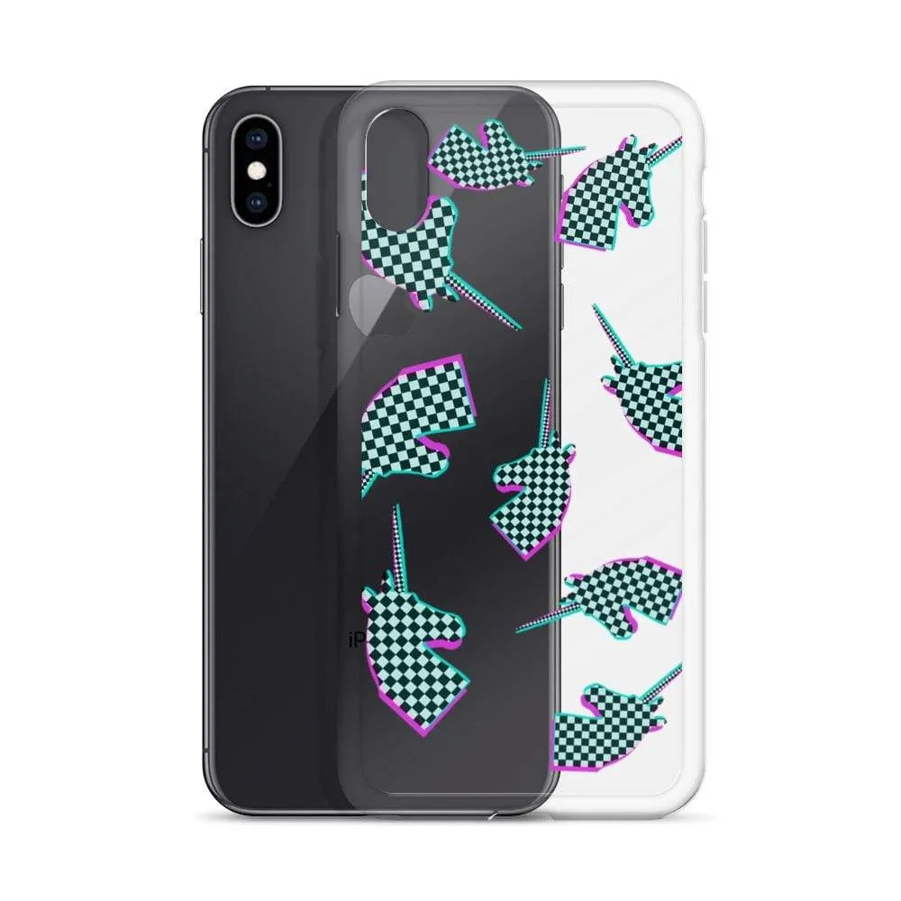 Glitchy Checker Unicorn iPhone Case