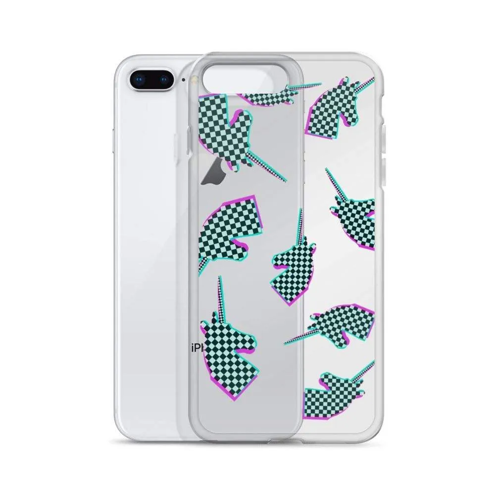 Glitchy Checker Unicorn iPhone Case