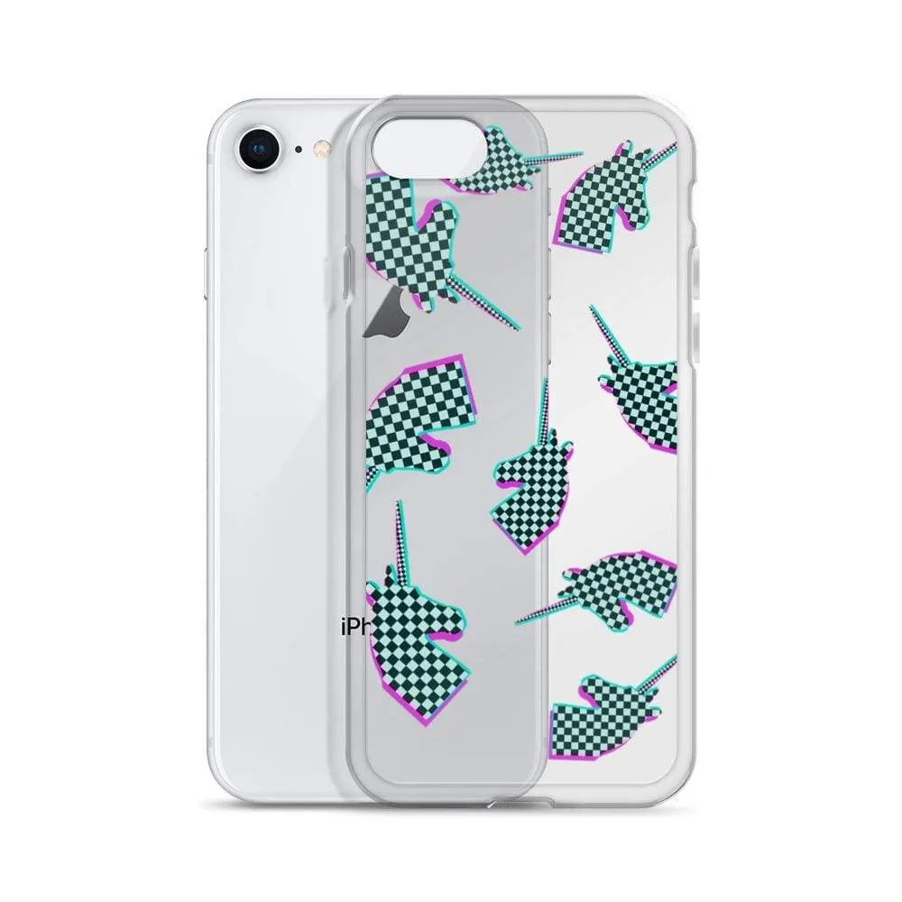 Glitchy Checker Unicorn iPhone Case