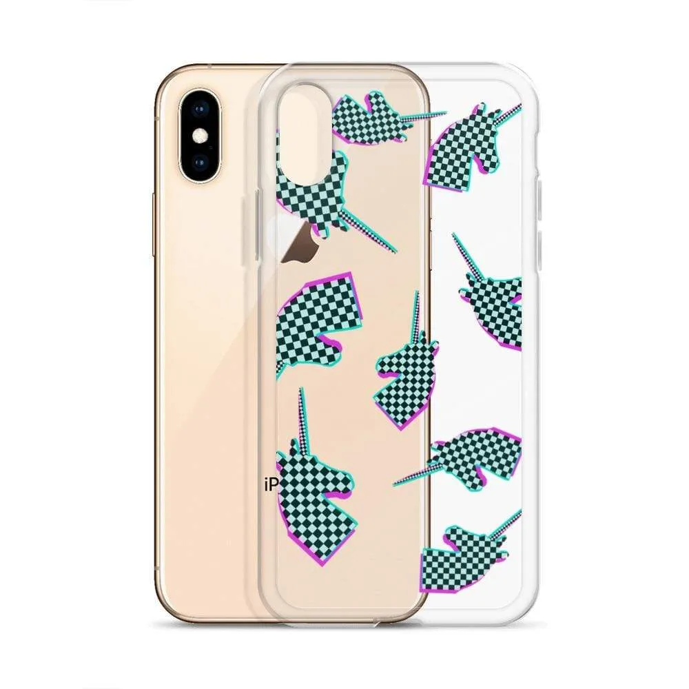 Glitchy Checker Unicorn iPhone Case