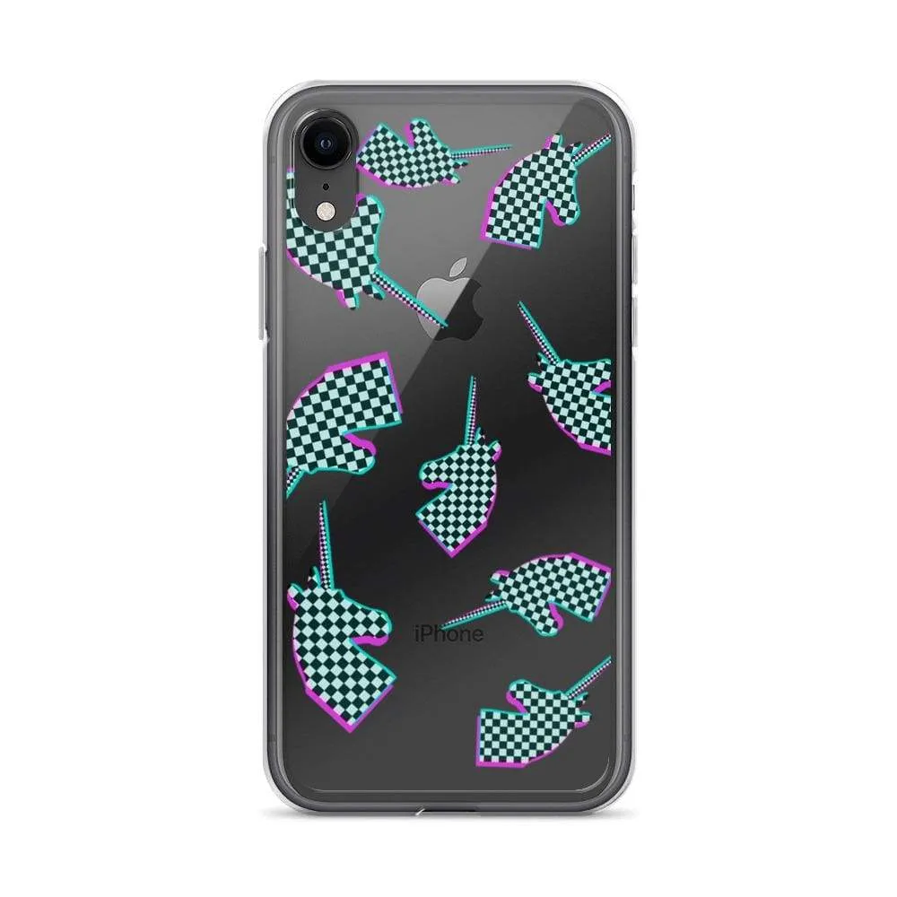 Glitchy Checker Unicorn iPhone Case