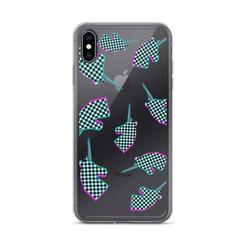 Glitchy Checker Unicorn iPhone Case