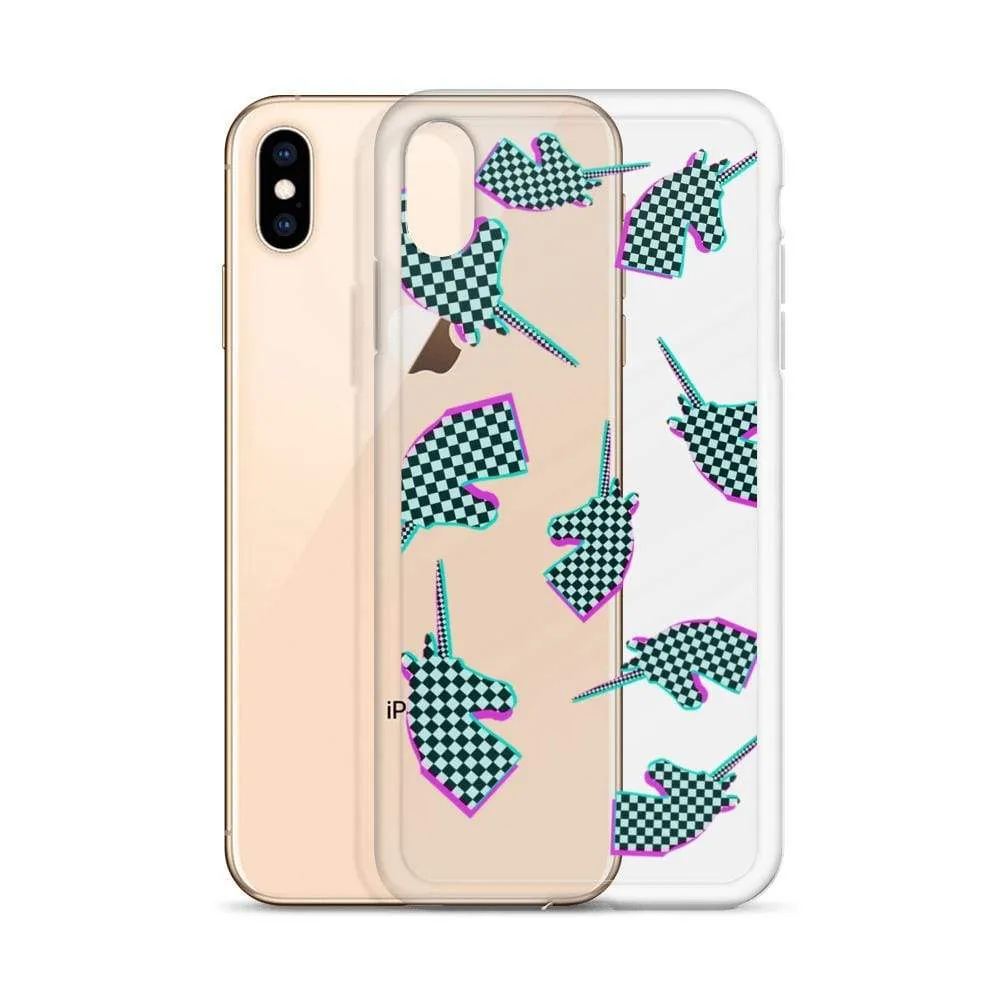 Glitchy Checker Unicorn iPhone Case
