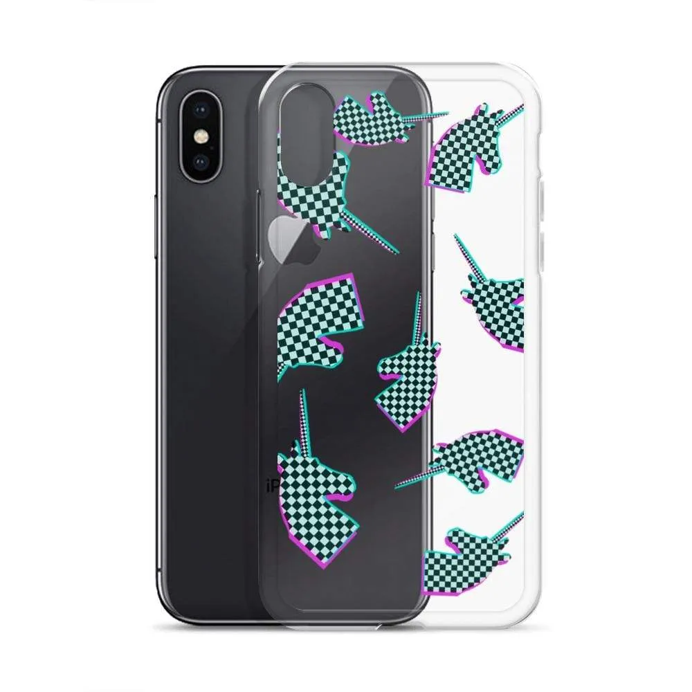 Glitchy Checker Unicorn iPhone Case
