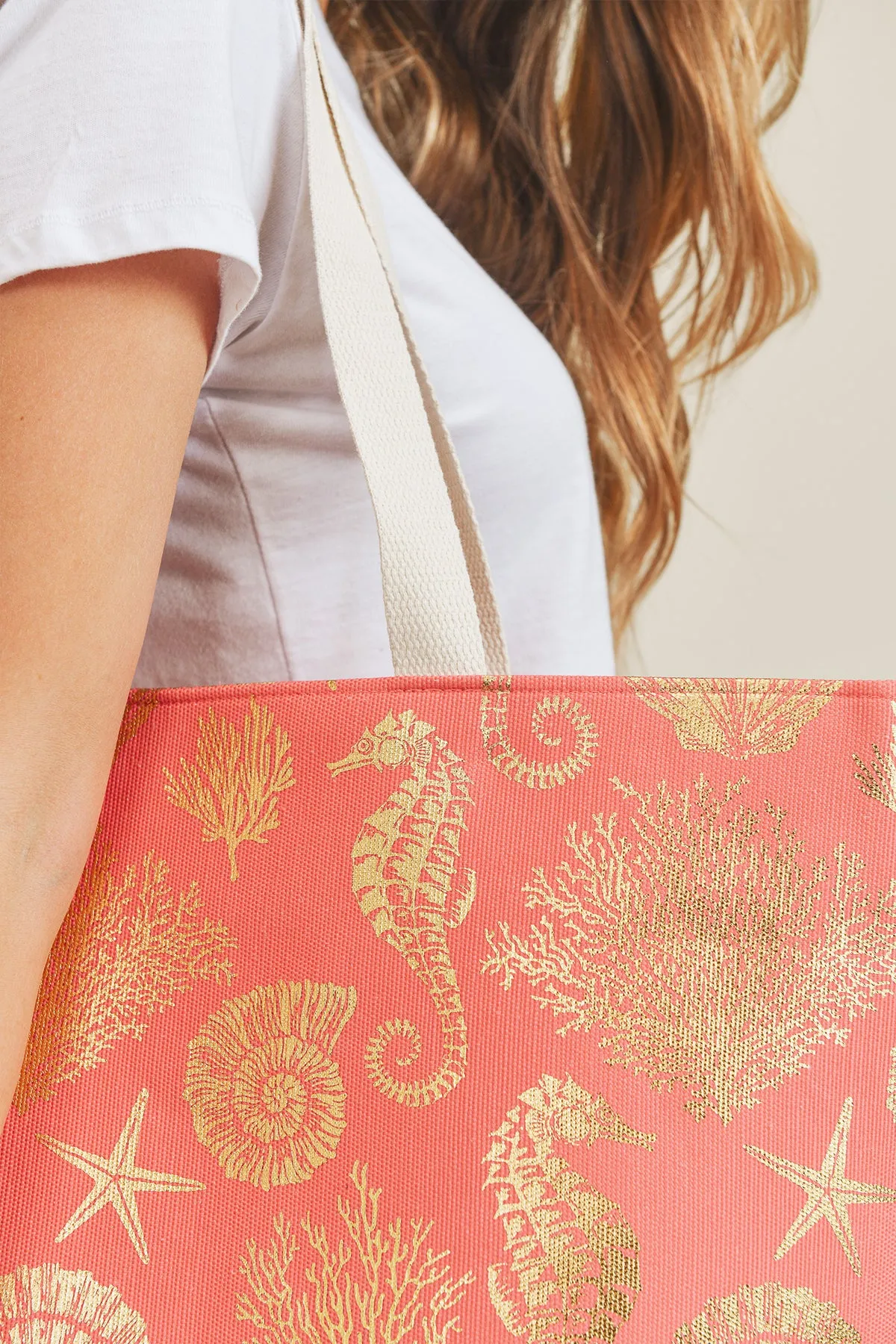 GOLD FOIL SEA LIFE TOTE BAG