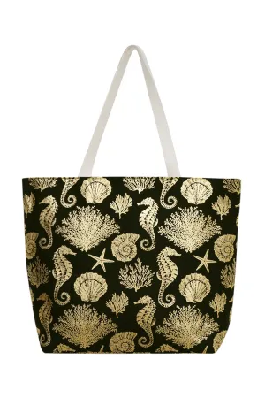 GOLD FOIL SEA LIFE TOTE BAG