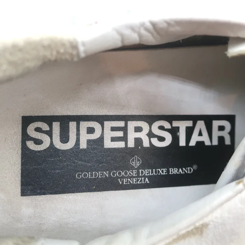 Golden Goose Superstar Glitter Heel Sneakers White Leather & Blue Suede Size 41