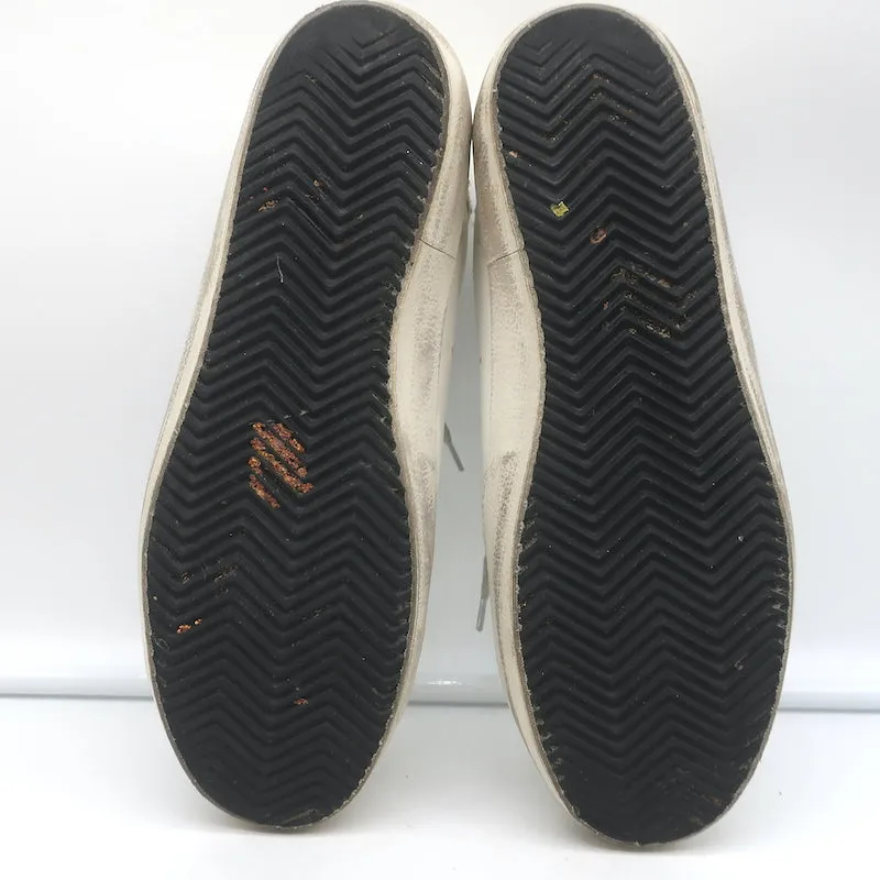 Golden Goose Superstar Glitter Heel Sneakers White Leather & Blue Suede Size 41