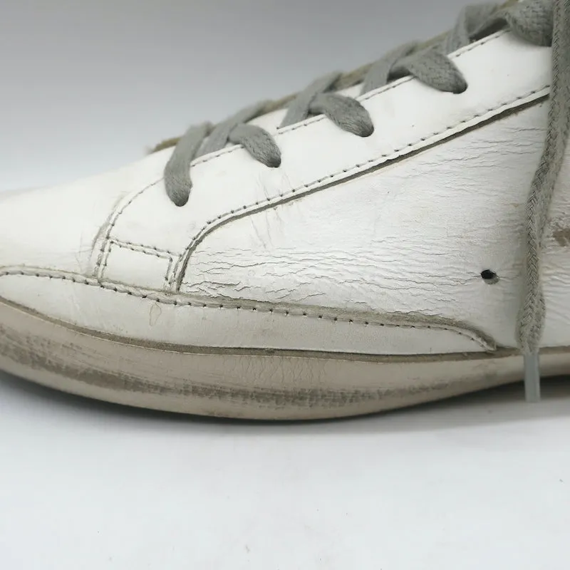 Golden Goose Superstar Glitter Heel Sneakers White Leather & Blue Suede Size 41