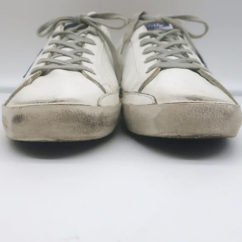 Golden Goose Superstar Glitter Heel Sneakers White Leather & Blue Suede Size 41