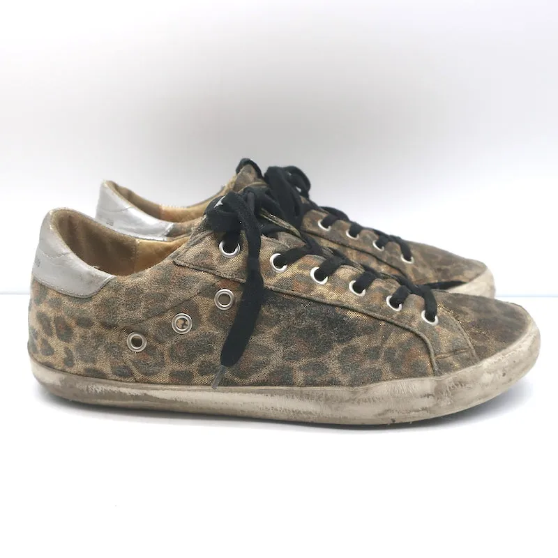 Golden Goose Superstar Sneakers Metallic Leopard Print Suede Size 38