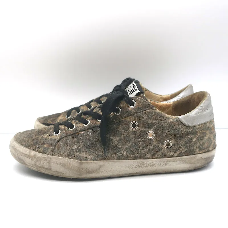 Golden Goose Superstar Sneakers Metallic Leopard Print Suede Size 38