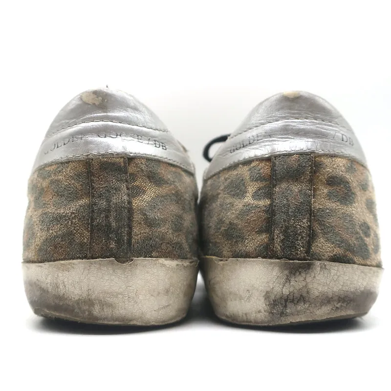 Golden Goose Superstar Sneakers Metallic Leopard Print Suede Size 38