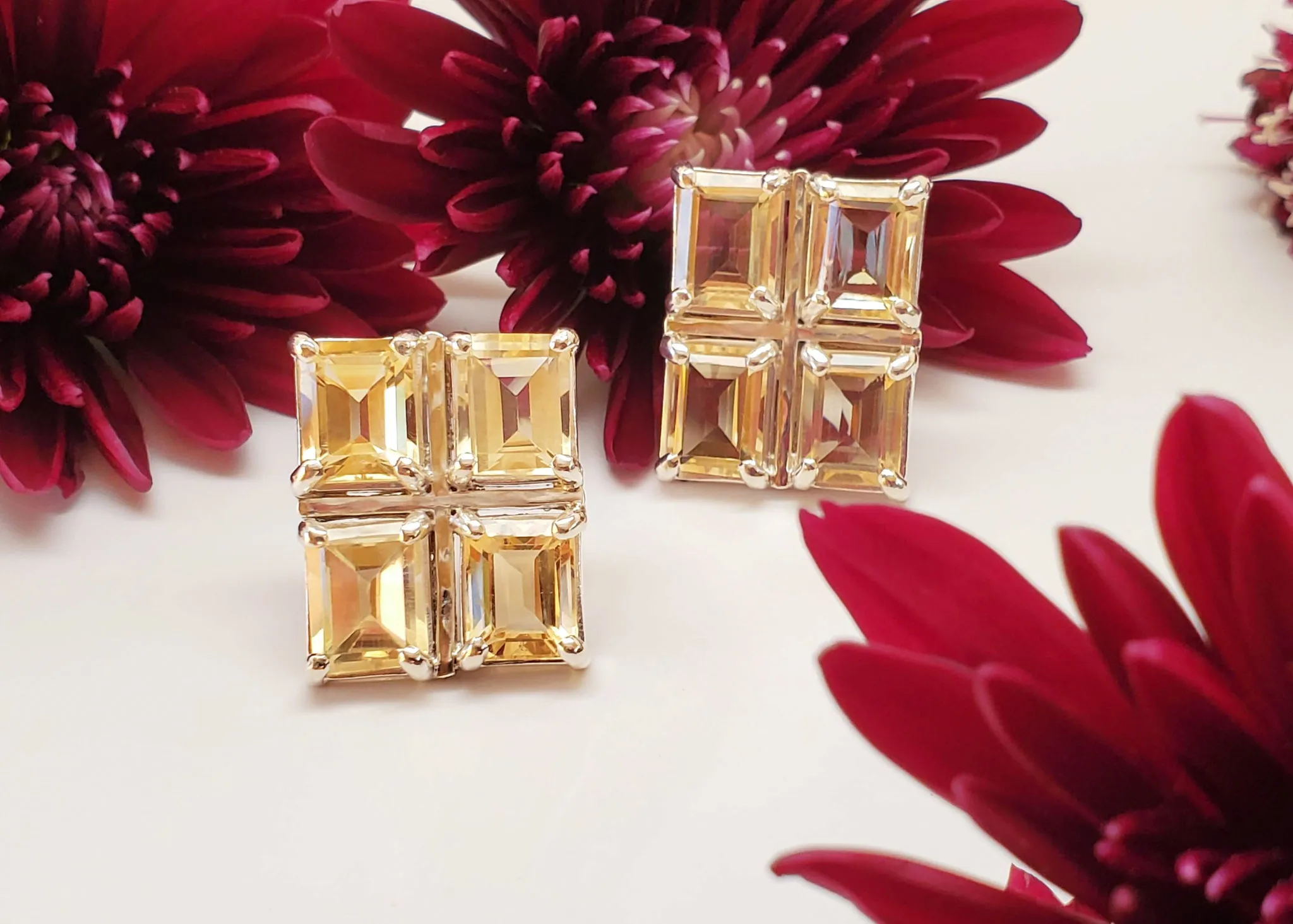 Grid Studs in Citrine