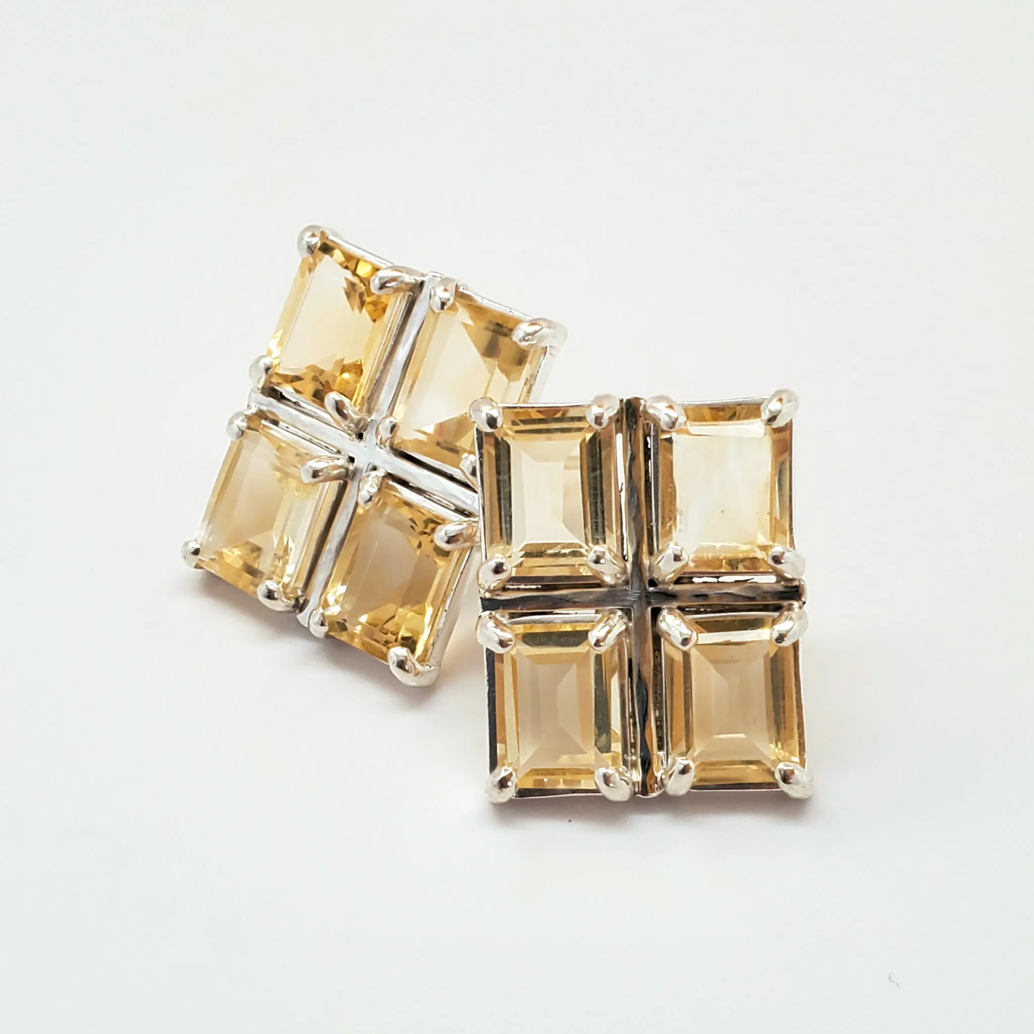 Grid Studs in Citrine