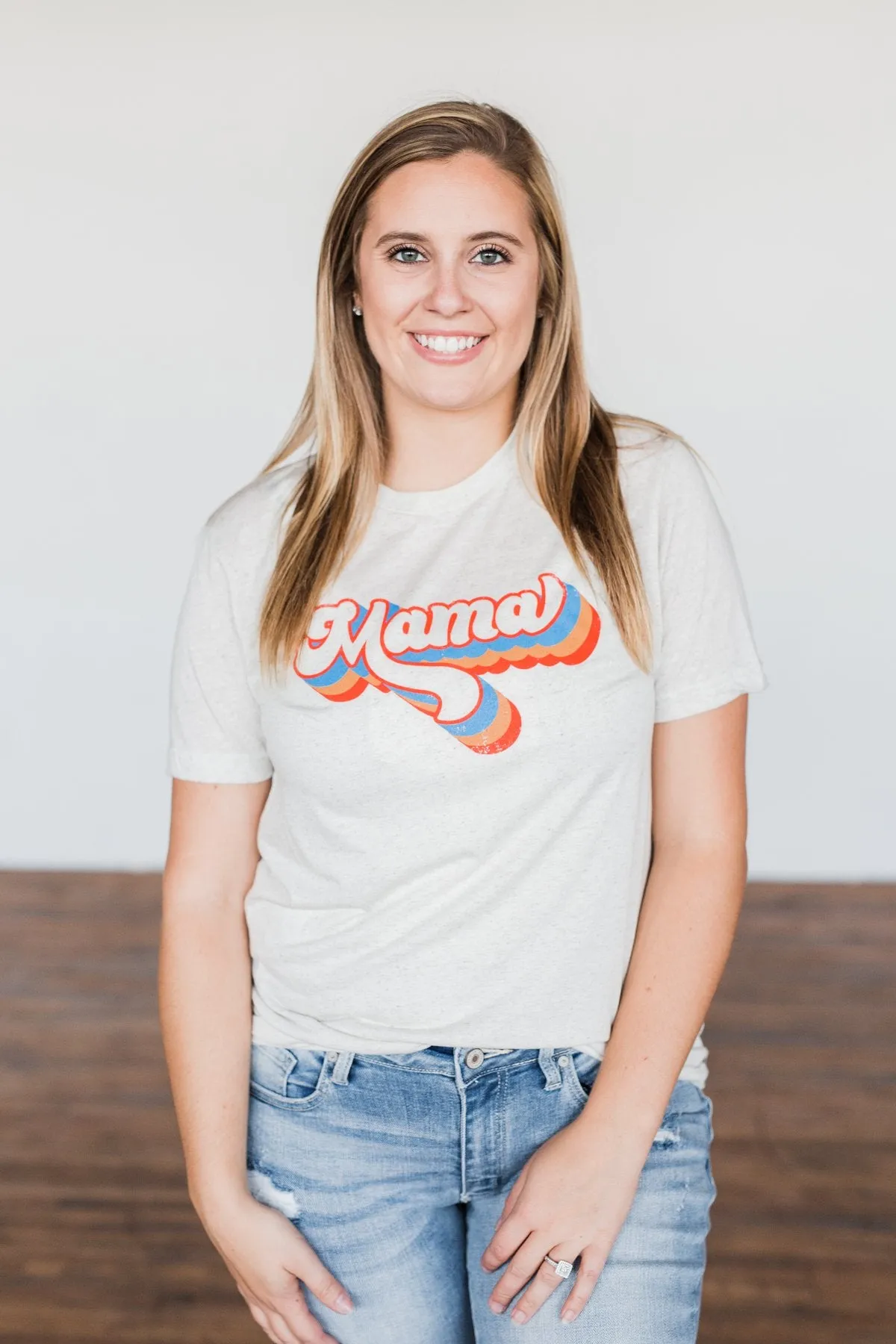 Groovy "Mama" Graphic Tee- Light Heathered Oatmeal