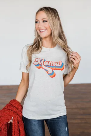 Groovy "Mama" Graphic Tee- Light Heathered Oatmeal