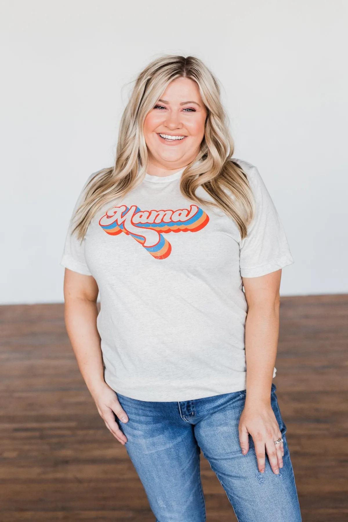Groovy "Mama" Graphic Tee- Light Heathered Oatmeal