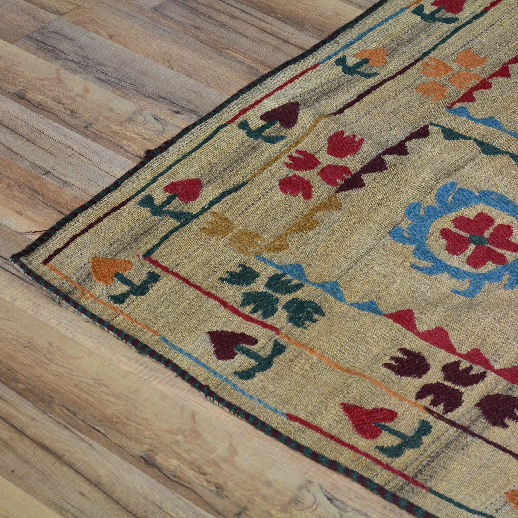 Hand-Woven Afghan Suzani Wall Hanging Tribal Wool (Size 2.7 X 6.4) Cwral-7524