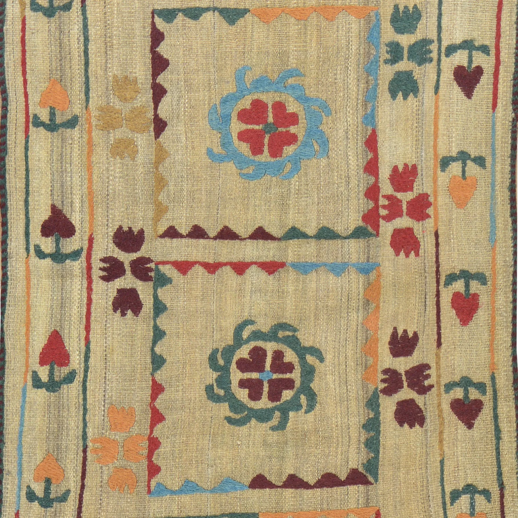 Hand-Woven Afghan Suzani Wall Hanging Tribal Wool (Size 2.7 X 6.4) Cwral-7524