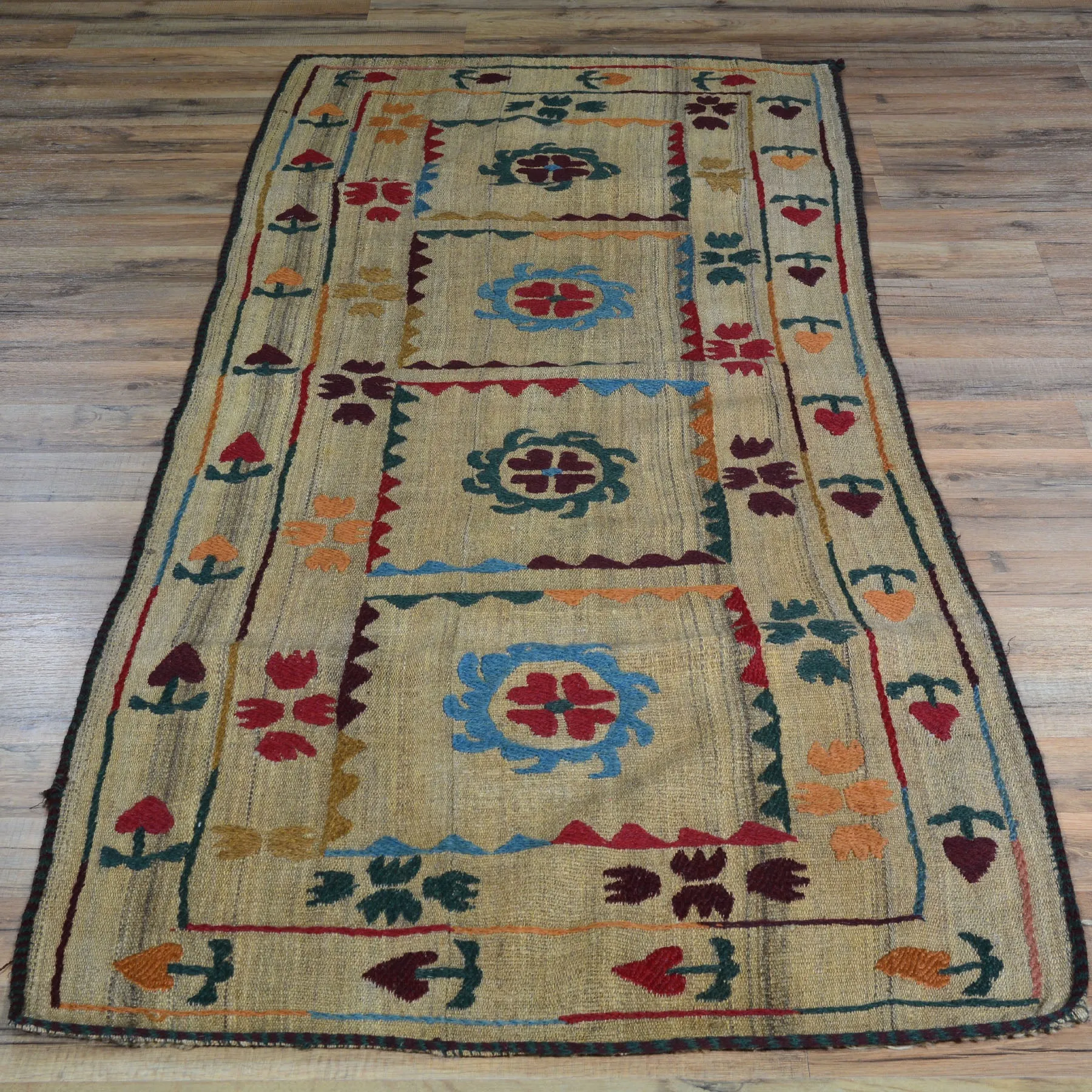 Hand-Woven Afghan Suzani Wall Hanging Tribal Wool (Size 2.7 X 6.4) Cwral-7524