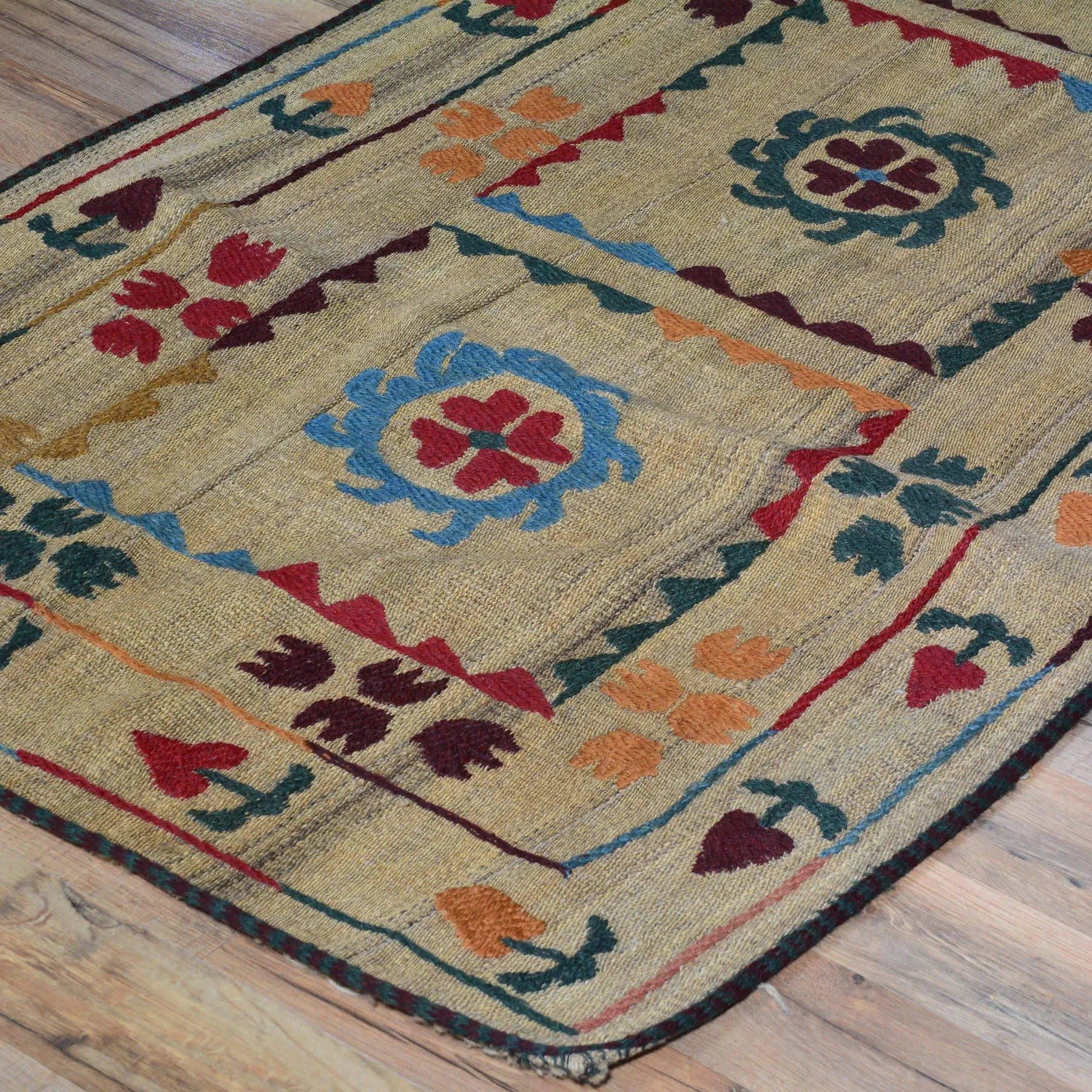 Hand-Woven Afghan Suzani Wall Hanging Tribal Wool (Size 2.7 X 6.4) Cwral-7524