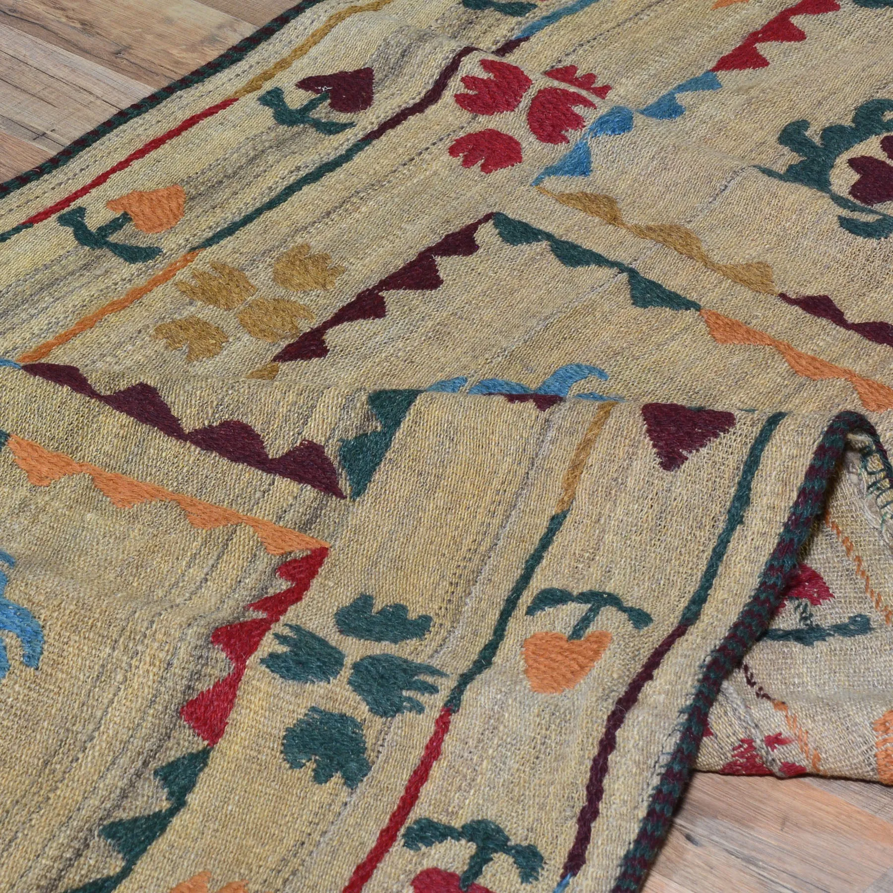 Hand-Woven Afghan Suzani Wall Hanging Tribal Wool (Size 2.7 X 6.4) Cwral-7524
