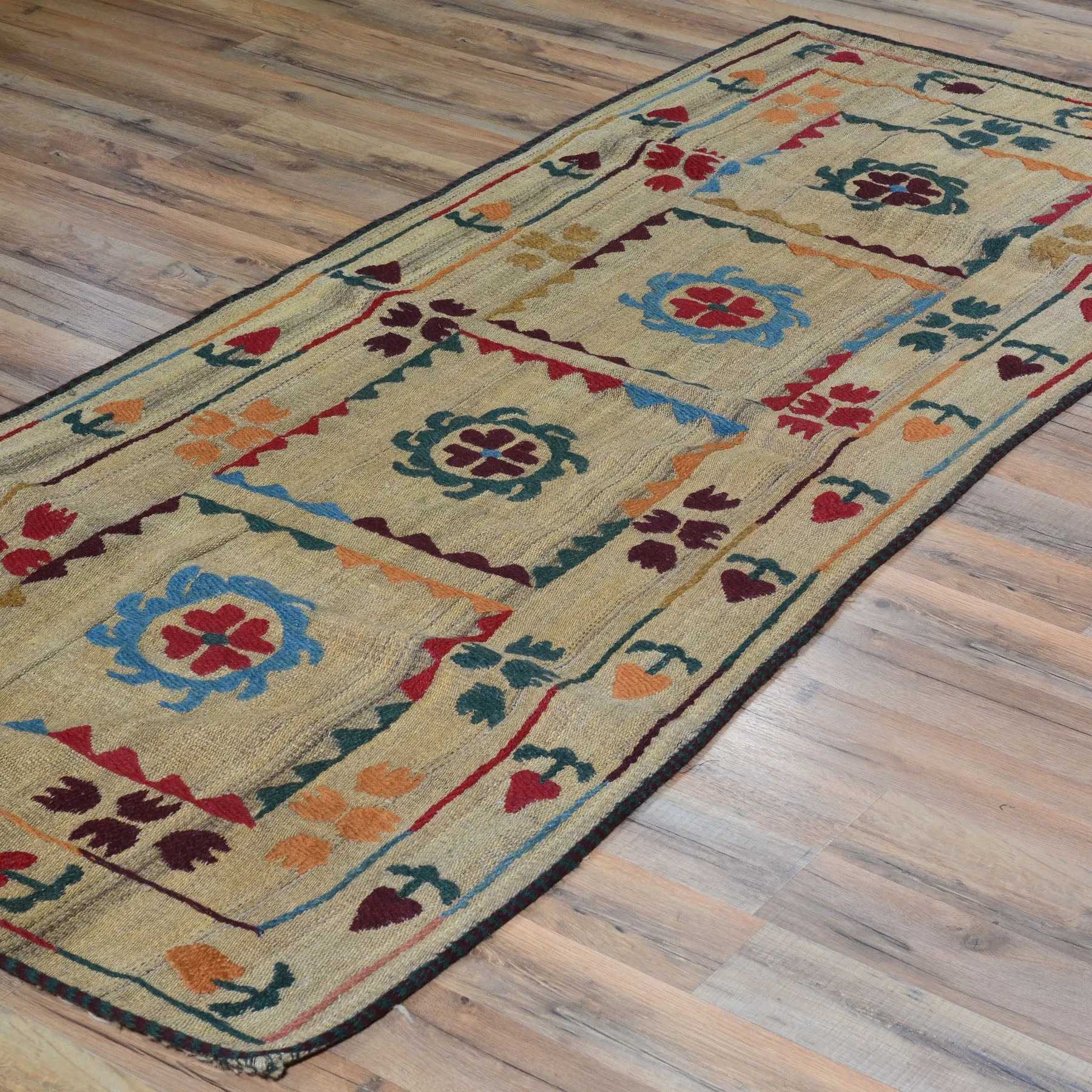 Hand-Woven Afghan Suzani Wall Hanging Tribal Wool (Size 2.7 X 6.4) Cwral-7524