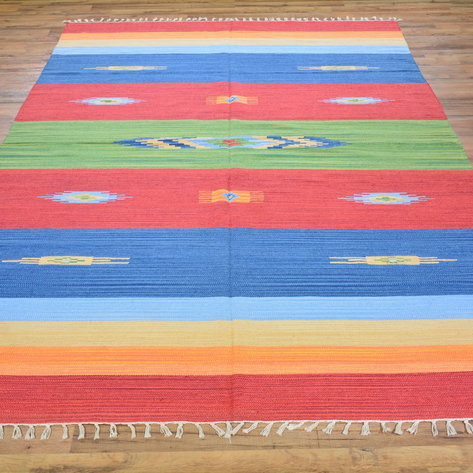 Hand-Woven Reversible Cotton Dhurrie Kilim Southwestern Design Rug (Size 6.0 X 9.0) Brral-4110