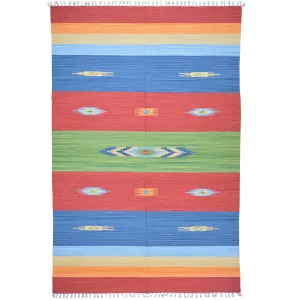 Hand-Woven Reversible Cotton Dhurrie Kilim Southwestern Design Rug (Size 6.0 X 9.0) Brral-4110