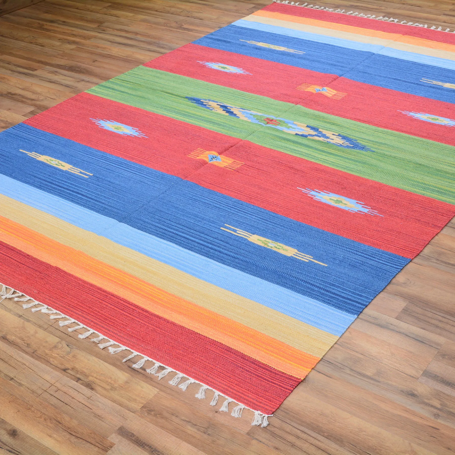 Hand-Woven Reversible Cotton Dhurrie Kilim Southwestern Design Rug (Size 6.0 X 9.0) Brral-4110