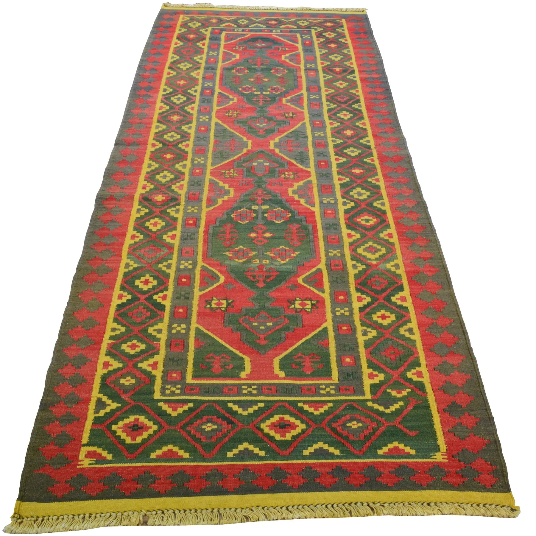 Hand-Woven Tribal Turkish Reversible Wool Oriental Kilim Rug (Size 3.1 X 8.10) Cwral-10257
