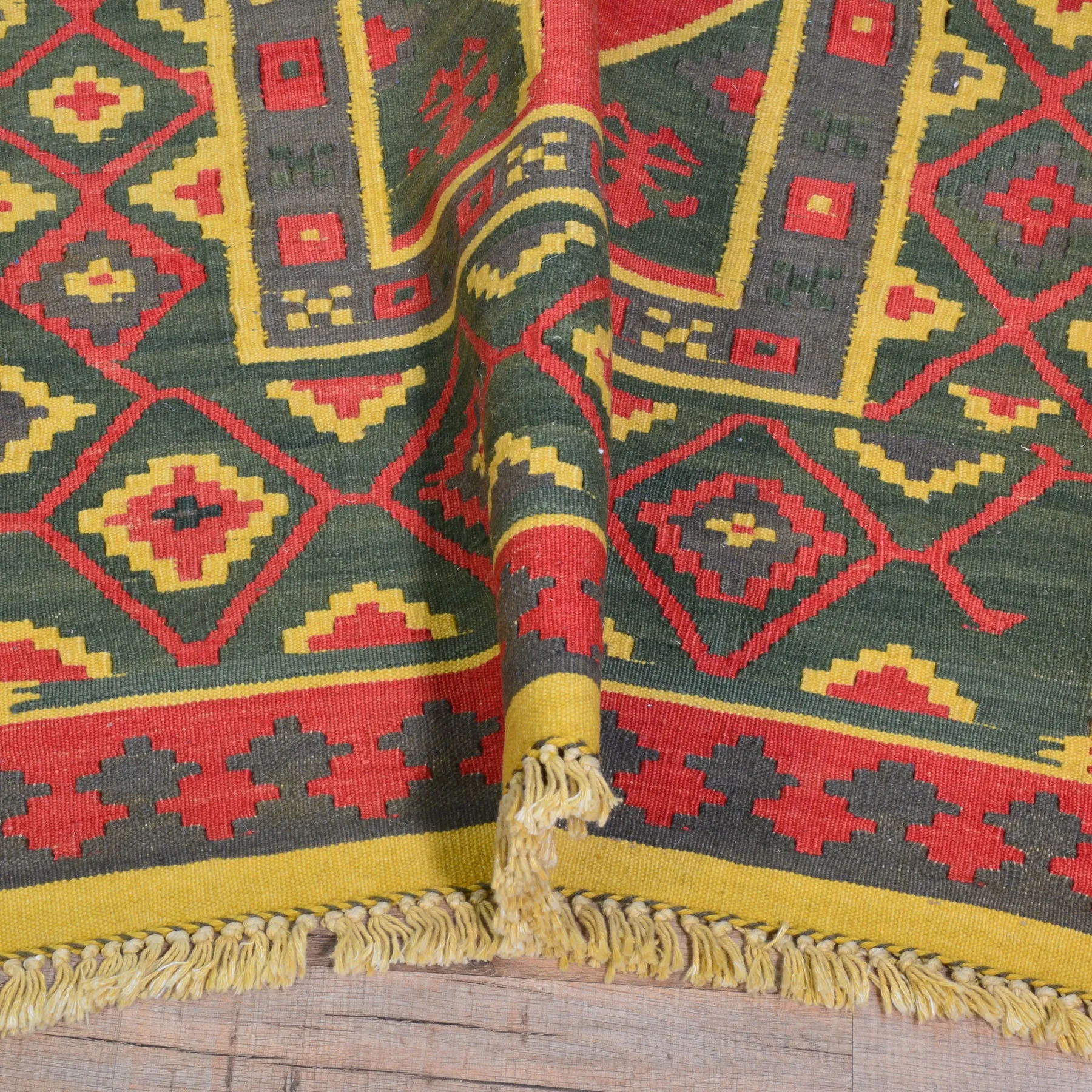Hand-Woven Tribal Turkish Reversible Wool Oriental Kilim Rug (Size 3.1 X 8.10) Cwral-10257