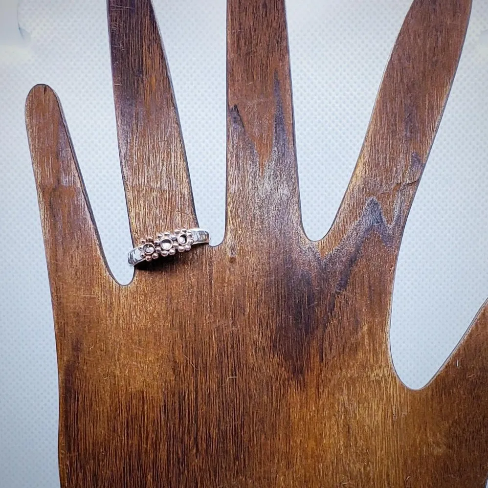 Handmade Sterling Silver .925 Ring with Copper Daisy Charm | Dainty & Stacking Friendly