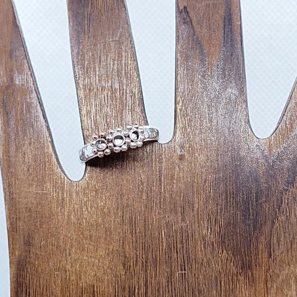 Handmade Sterling Silver .925 Ring with Copper Daisy Charm | Dainty & Stacking Friendly