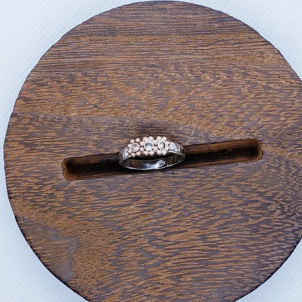 Handmade Sterling Silver .925 Ring with Copper Daisy Charm | Dainty & Stacking Friendly