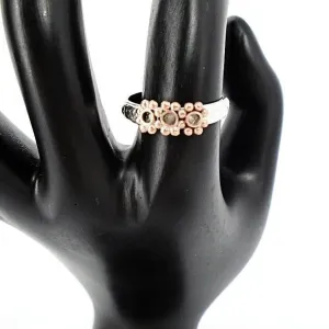 Handmade Sterling Silver .925 Ring with Copper Daisy Charm | Dainty & Stacking Friendly