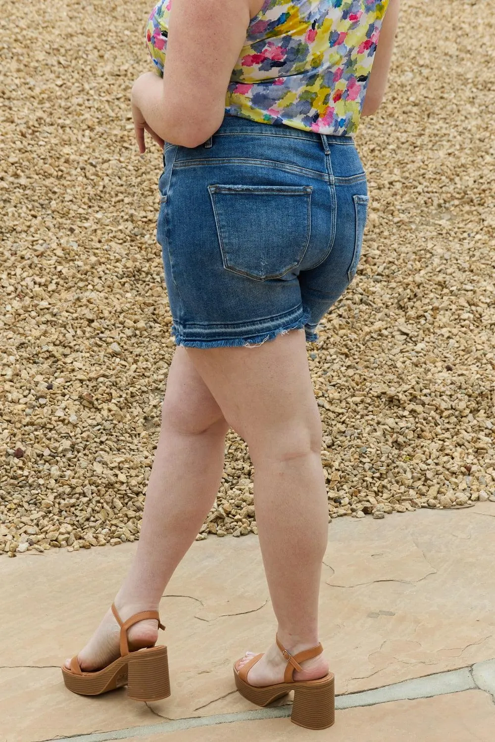Hazel Blues® |  RISEN Maya Mid Rise Asymetrical Shorts